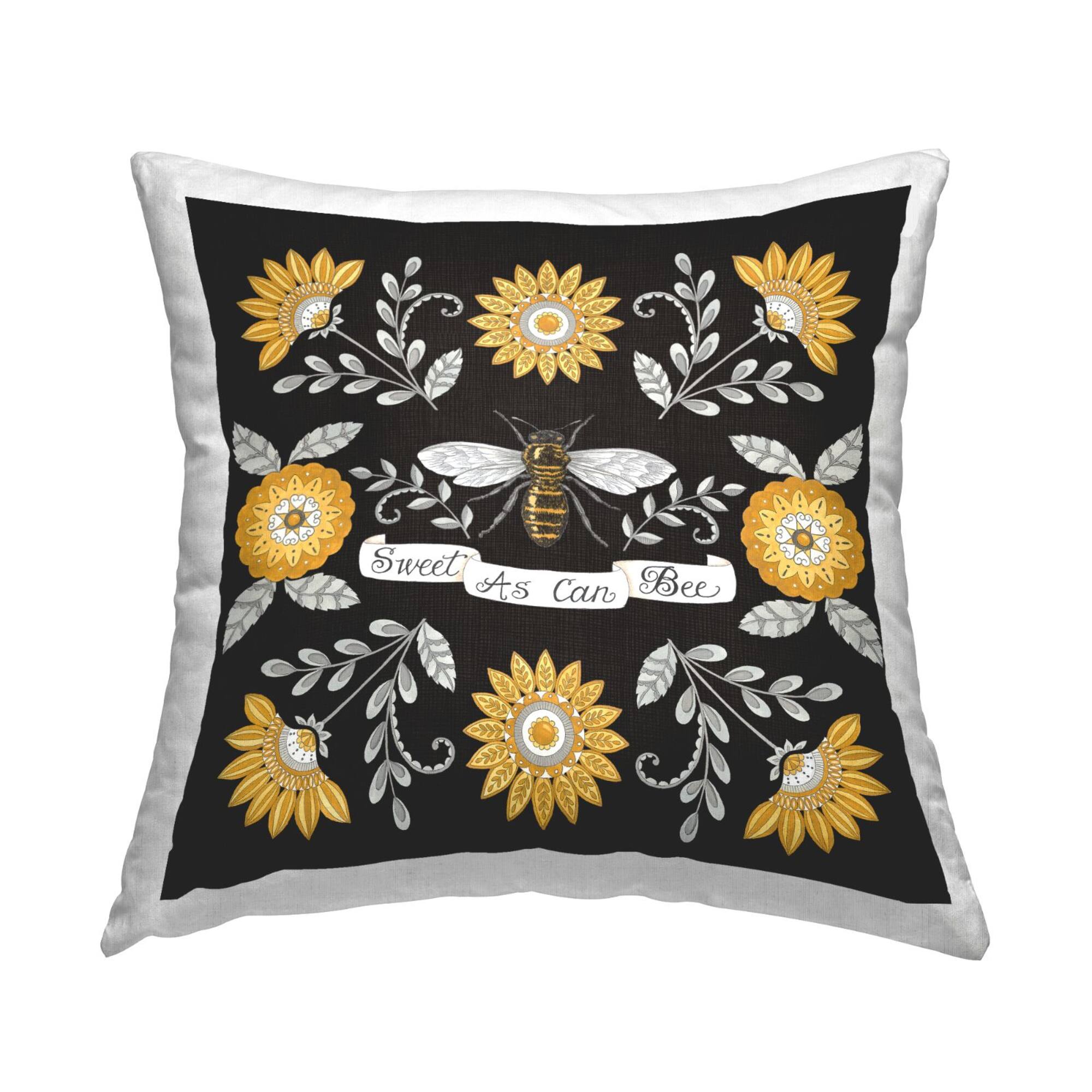 Stupell Industries Sweet As Can Bee Vintage Boho Floral Pattern Throw Pillow, 18" x 18"